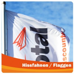 Hissfahne mit Flachsaum und Ösen